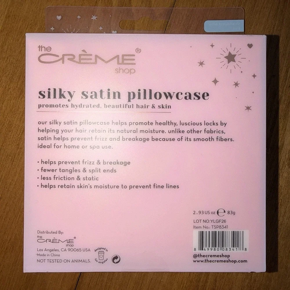 NEW The Creme Shop Silky Satin Pillowcase - Standard Blush Constellation‎ Pink